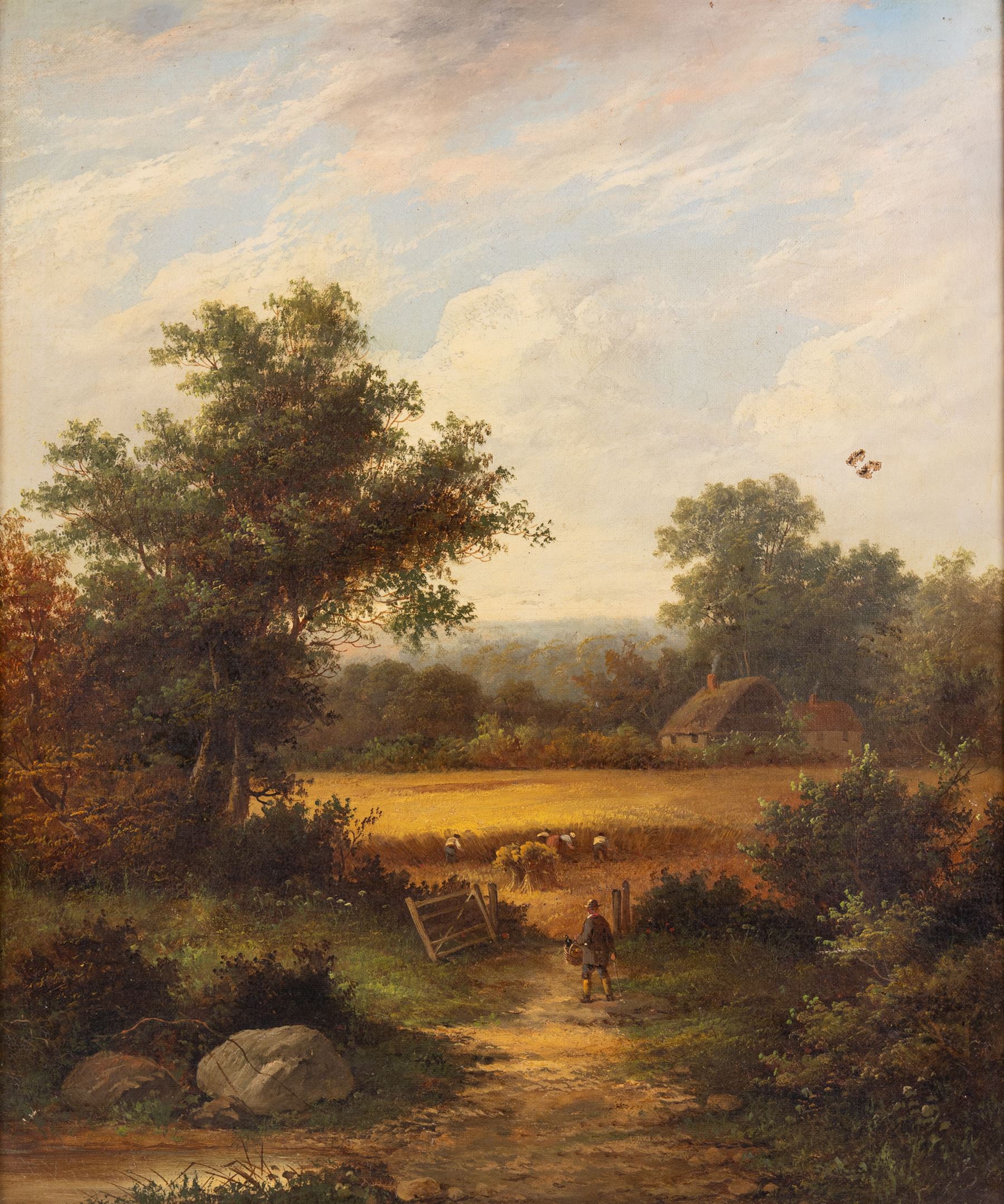 William Lara (British fl.c.1840-1860): Harvest Landscape, oil on canvas unsigned 60cm x 50cm 