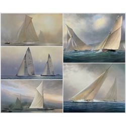 After Tim Thompson (British 1951-): 'The Great Yatchs' and 'The America's Cup', set of fiv...