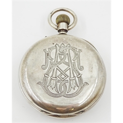 Victorian silver pocket watch top wind by Samuel Sharpe, Birmingham 1900, in yew and fruit wood case, similar silver pocket watch by the same hand hallmarked and a Waltham gold-plated half hunter pocket watch (3)