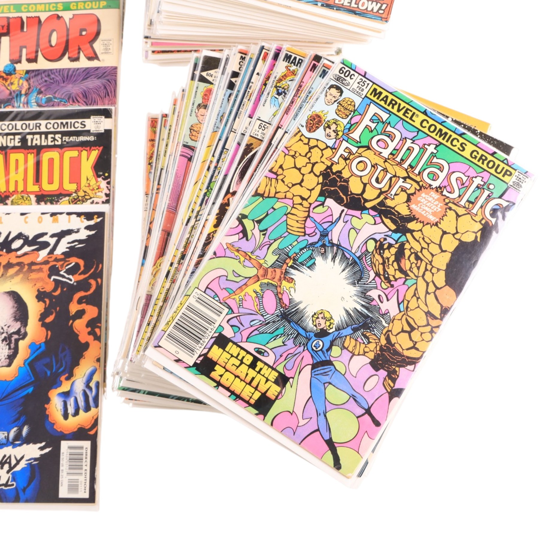 Collection of Bronze age and later Marvel comic books, titles including The Mighty Thor, The Fantastic Four and Alpha Flight etc, mostly bagged and carded (approximately 100)