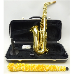  Elkhart Series II Saxophone in hard case with K & M stand    