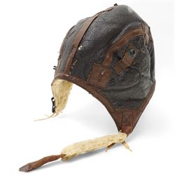 World War II Type B-6 leather flying helmet, property Air Force U.S. Army and a Gamages morse code signaller in mahogany box (2)