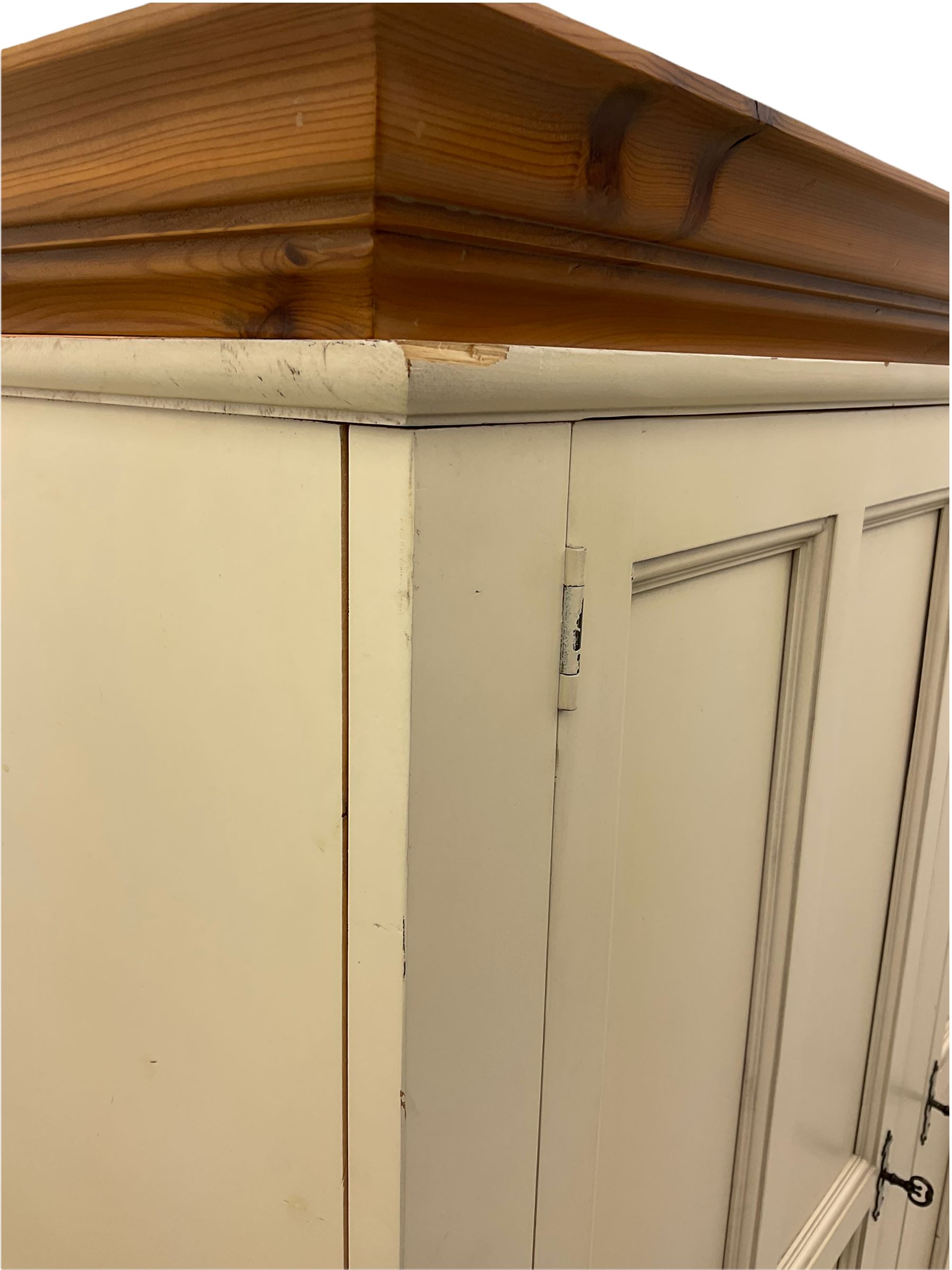 Laura Ashley cream finish double wardrobe with drawer to base, panelled doors