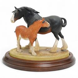 Clermont Fine China limited edition group of mare and foal, 'Decoy Princess Anne' and 'Dec...