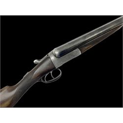 E.W. Preston Doncaster 12-bore double barrel side-by-side boxlock ejector shotgun with 71cm barrels, walnut stock with chequered grip and fore-end and butt extension, engraved lock with maker's name and thumb safety No.3722 L114cm overall SHOTGUN CERTIFICATE REQUIRED
