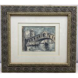 Hercules Brabazon Brabazon NEAC (British 1821-1906): The Rialto Bridge - Venice, watercolour and charcoal signed with initials 15cm x 19cm