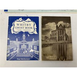 Quantity of books and postcards predominantly of Whitby interest including Hornes' Guide to Whitby 1890 and Hornes' Tourist map of Whitby, A Holiday Tour in and Around Whitby by H.S. Forman 1896 etc