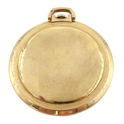 Rotary 9ct gold keyless slimline pocket watch, 17 jewels movement, silvered dial with baton hour markers
