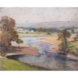Sunderland Rollinson (British 1872-1950): Flamborough and River Wharfe, two oils on canvas, one  laid on card and one on canvas board unsigned max 25cm x 33cm (2) (unframed)