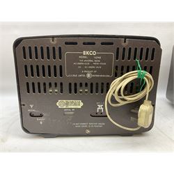 1950s Bush Type DAC 90A valve radio in brown Bakelite case, W29cm D19cm H22cm, two mid-century Ekco radios in Bakelite cases comprising Model U.195 and U.245, and further Pye Bakelite cased radio