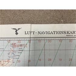 WWII German navigation map, Luft-Navigationskarte in Merkatorprojektion, of England, France, Netherlands, Denmark, H110cm, W74cm 
