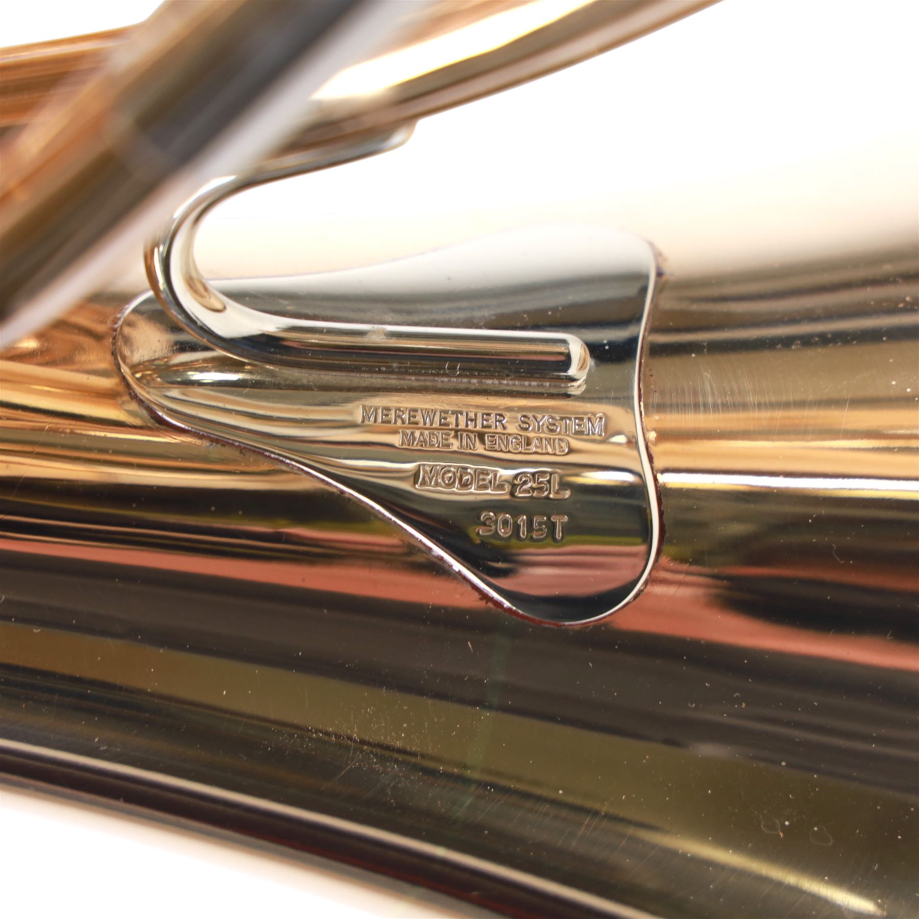 Paxman-Model 25L  French Horn, serial No 3015T. with a fixed bell incorporating the Merewether system of Horn design, in a  yellow lacquered finish with nickel silver valve casings, with Denis Wick precision mute, padded soft carrying case and carrying strap