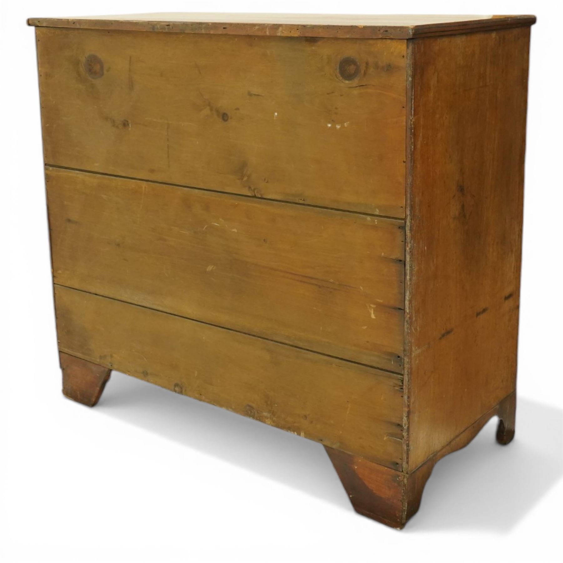 George III mahogany straight-front chest, fitted with two short over three long graduating drawers, each fitted with original pressed brass handle plates, shaped apron over bracket feet