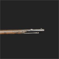 REGISTERED FIREARMS DEALER ONLY De-activated 19th Century French Chassepot Rifle type 1874, serial no 60024, breech stamped Manufacture D’Armes, with detachable ram rod bolt action with full length walnut stock, stock marked 29916 V MA M S Juillet J 1874, L130cm IMPORTANT NOTE THE RIFLE IS DEACTIVATED BUT TO PRE-2018 STANDARD ONLY. IT CAN ONLY BE PURCHASED BY A REGISTERED FIREARMS DEALER, MUSEUM HOLDING CURRENT UK LICENCE OR WITH APPROPRIATE EXEMPTION