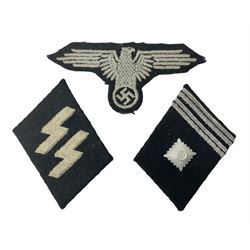 Two WW2 German 'SS' uniform cloth collar