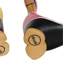 Dcuk, five wooden ducks, in cycling outfits and helmets, H20cm