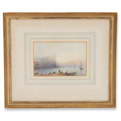 George Weatherill (British 1810-1890): Staithes, watercolour unsigned 8.5cm x 13cm