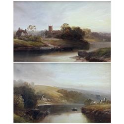 Walter Linsley Meegan (British c1860-1944): Tadcaster Church and On the Wharfe at Collingham, pair oils on canvas signed 24cm x 39cm (2)