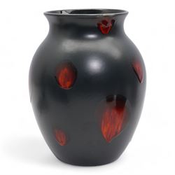 Poole Pottery Galaxy mantle clock, H23cm, together with two Galaxy pattern vases and a salt cellar (4)