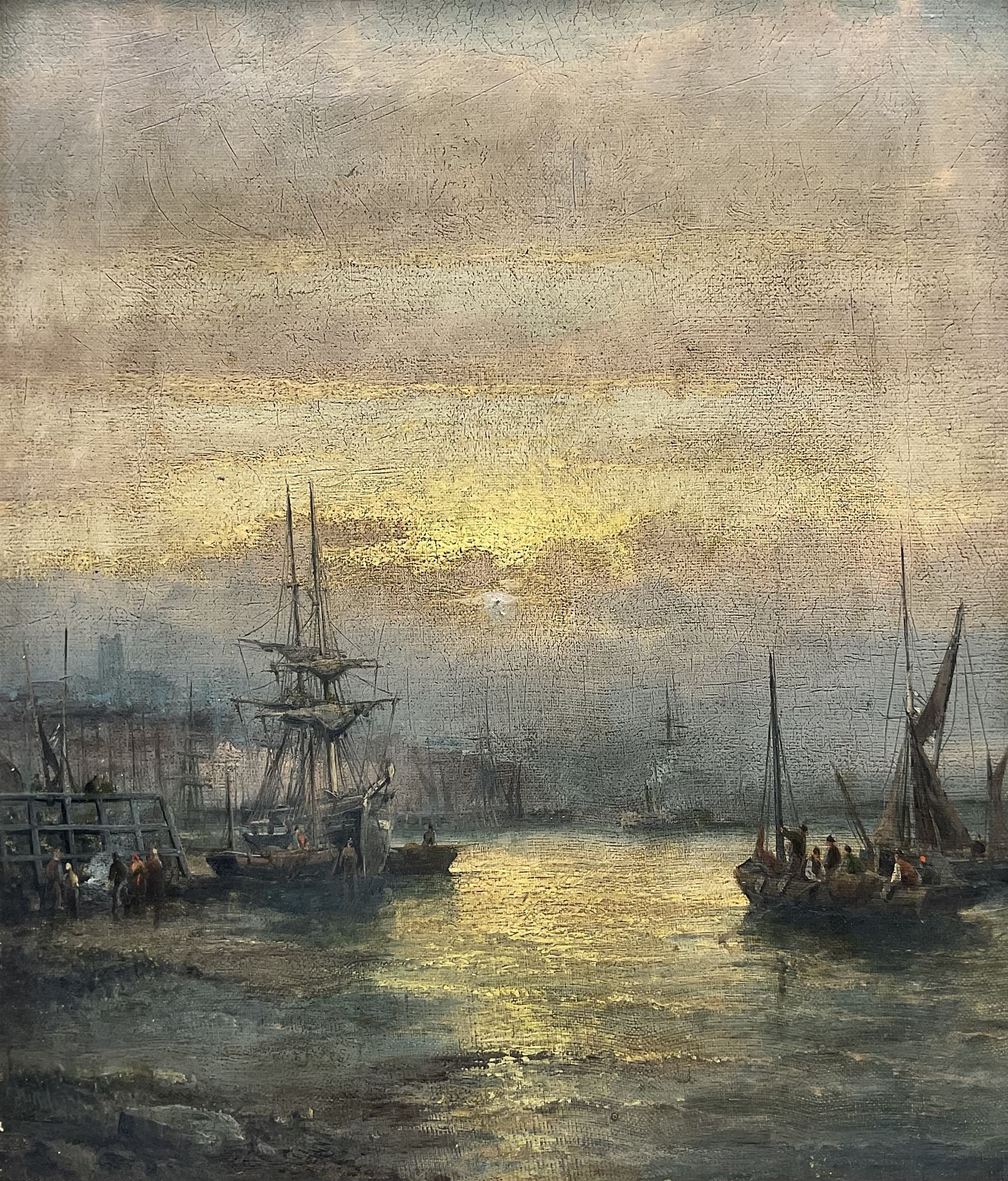 William Anslow Thornley (British fl.1858-1898): Shipping at Tynemouth, oil on canvas signed 35cm x 29cm