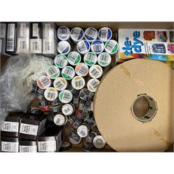 Haberdashery Shop Stock: Dylon fabric and clothes dye in various colours, Dylon Suede Shoe Colour, fabric paint and other associated materials in two boxes