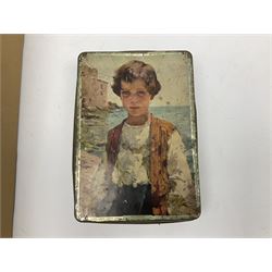 Chad Valley clockwork Fordson Major Tractor, a group of play worn Britains and other lead and metal farm animals, figures and accessories including a kennel, haystacks, dovecote, cows, sheep etc, together with a diecast model of a Tandem Bike L31cm