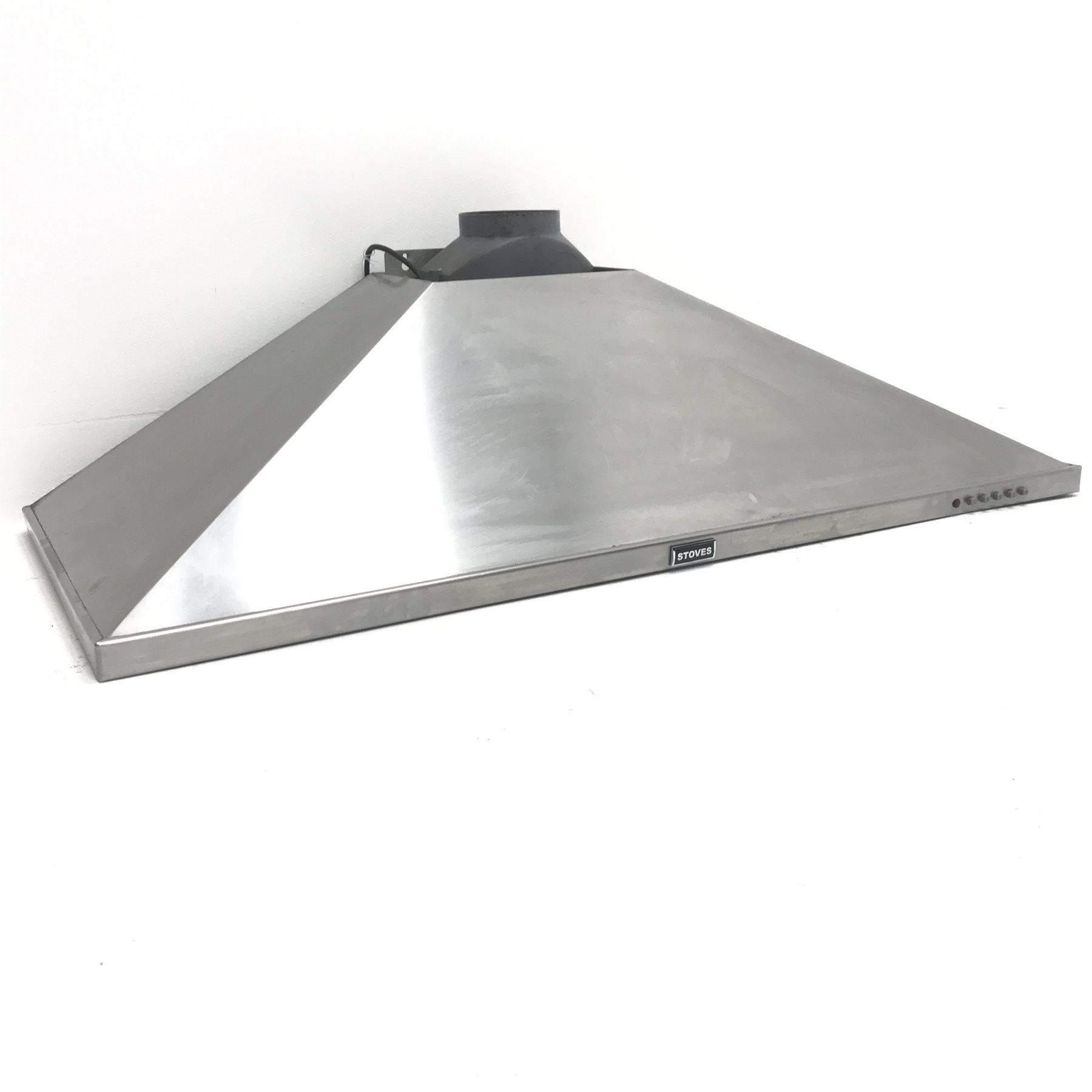 Stoves 050564166 dual fuel Range cooker, seven burner hob,  four cavities (W110cm, H92cm, D65cm) with Stoves 110CH stainless steel chimney hood  (W109cm, H33cm, D50cm)