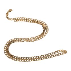 9ct gold jewellery, comprising bangle with metal core, curb link chain and fine chain