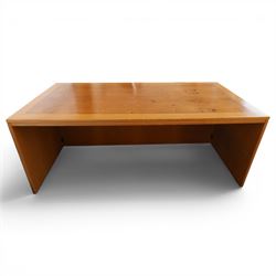 Light oak rectangular office desk with figured and burr panels