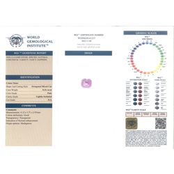 Loose octagonal cut pink sapphire stone of 0.44 carat, with World Gemological Institute report and two loose round brilliant cut diamonds of approx 0.35 carat total weight