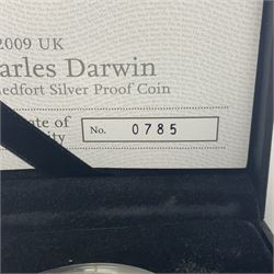 The Royal Mint United Kingdom 2009 'Charles Darwin' silver proof piedfort two pound coin, cased with certificate