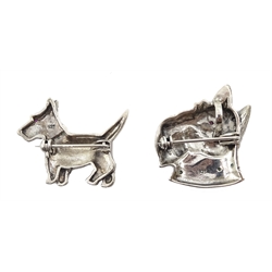 Two silver marcasite dog brooches, both stamped 925