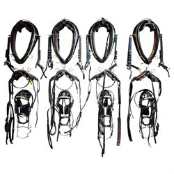John McDonald - team set of black leather and brass harness, including four black patent l...