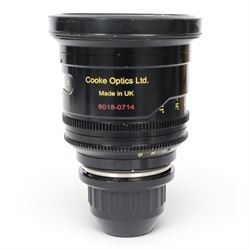 Cooke Mini S4/i 18mm T2.8 prime lens with PL mount, serial no. 8018-0714, with front and back lens caps
