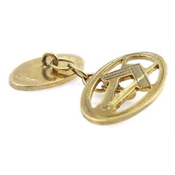  Pair 9ct gold Masonic cufflinks approx 6gm  