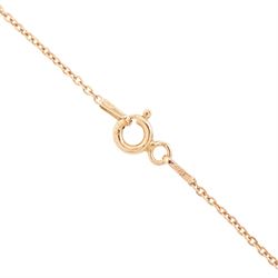 Gold and silver sapphire and diamond pendant, single round brilliant cut diamond, surrounded by calibre cut sapphires and round brilliant cut diamonds, suspending from a fancy pendant set with further diamonds, on a rose gold plated silver chain necklace, total diamond weight approx 0.60 carat