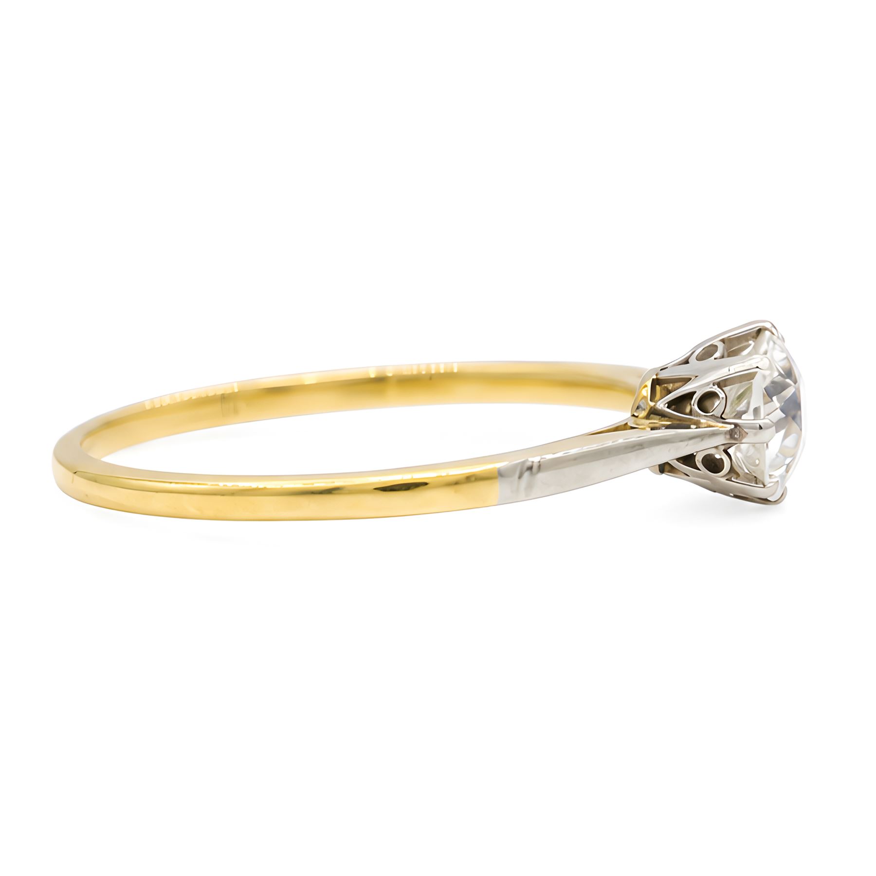 Early 20th century diamond ring, eight claw set with a single old cut diamond of approx 0.85 carat, stamped 18ct