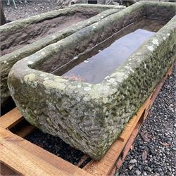 Two rectangular carved stone troughs - THIS LOT IS TO BE COLLECTED BY APPOINTMENT FROM DUGGLEBY STORAGE, GREAT HILL, EASTFIELD, SCARBOROUGH, YO11 3TX