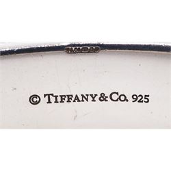 Tiffany & Co silver 1837 square cushion bangle, hallmarked London 2006 and stamped Tiffany & Co 925, with original pouch and box