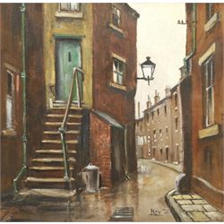 Stuart Walton (Northern British 1933-): Terraced Street Leeds, oil on board unsigned dated Nov. 74 - the reverse mounted with a canvas 'York Road Leeds' dated Sept. 74, 59cm x 59cm