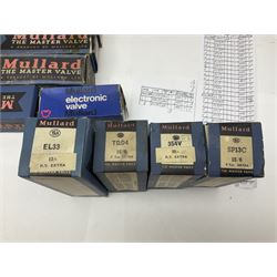 Collection of Mullard thermionic radio valves/vacuum tubes, including PY31, AMERTY 24A, FC13, CY1, AZ1 approximately 39 as per list, mostly boxed