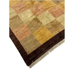 Gabbeh rug, pale ground decorated with alternating squares with brown band border