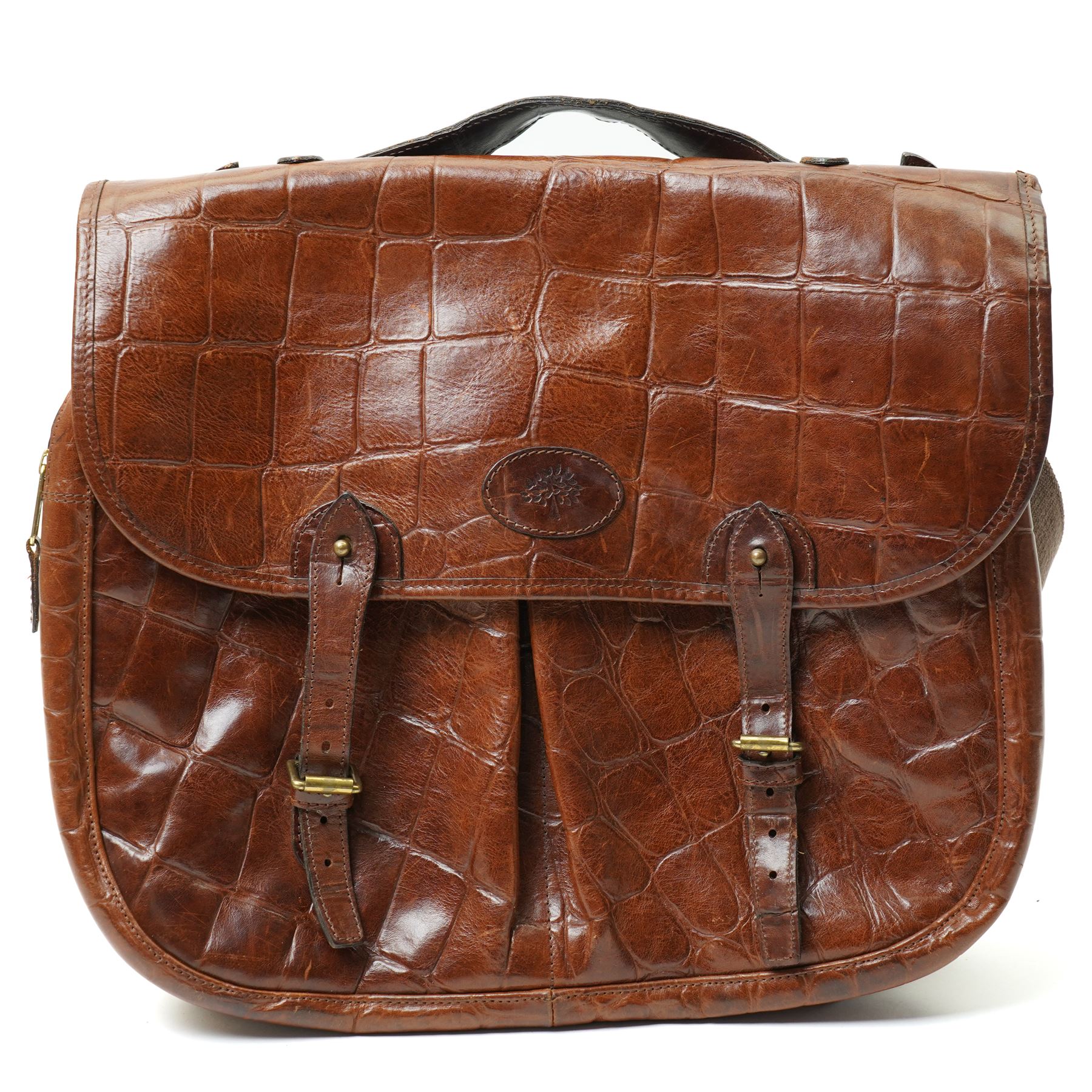 Mulberry brown Congo leather cross-body satchel / briefcase, with long adjustable strap, serial no. 723372, W37cm approx