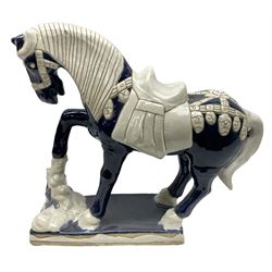 Large ceramic reproduction of Chinese Tang Dynasty War Horse, H44cm
