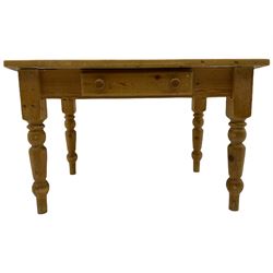 Solid pine farmhouse kitchen table with drawer