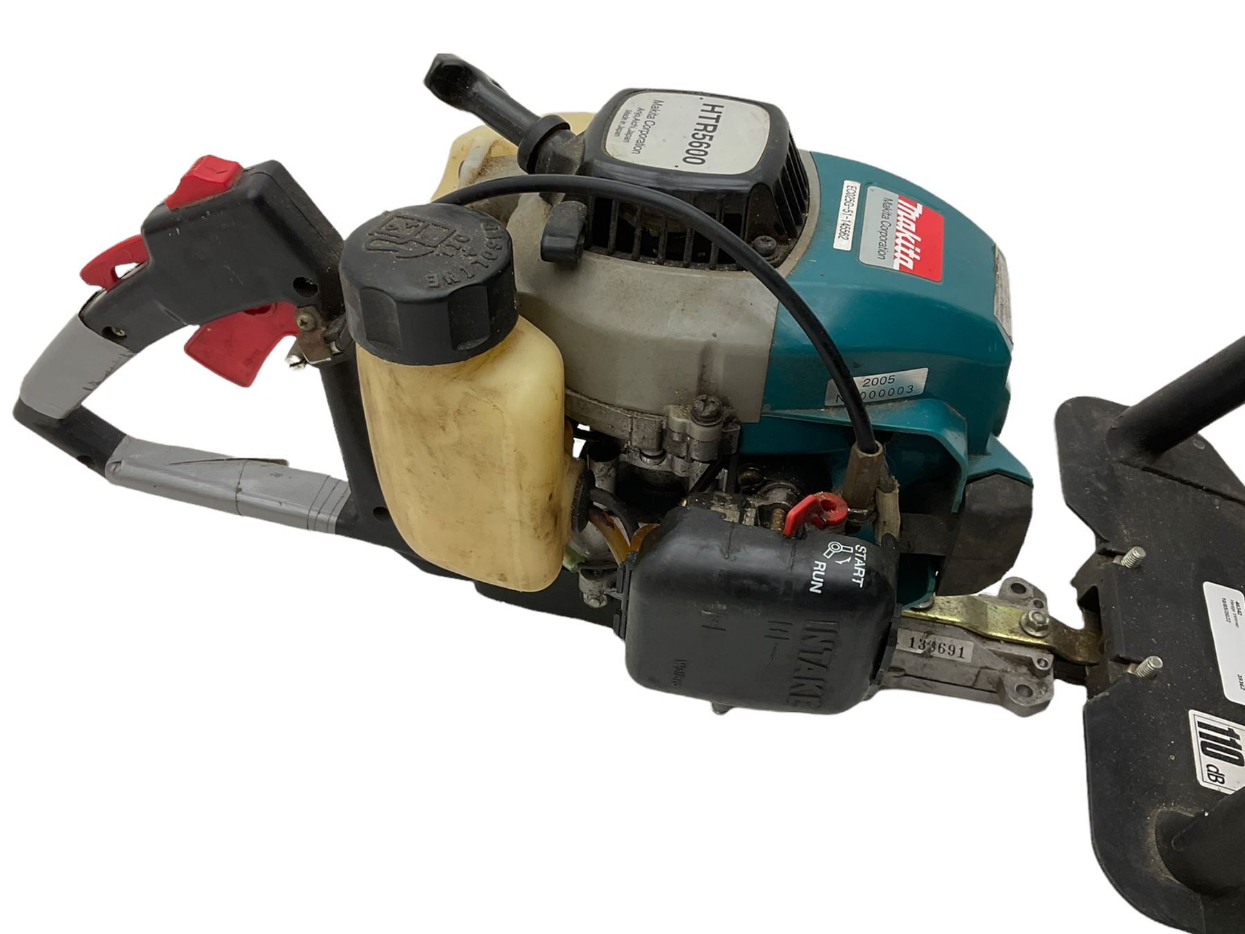 Makita HTR5600 22-inch petrol hedge trimmer and Flymo TL KT12ADV Kawasaki 2 stroke engine petrol hover lawnmower. - THIS LOT IS TO BE COLLECTED BY APPOINTMENT FROM DUGGLEBY STORAGE, GREAT HILL, EASTFIELD, SCARBOROUGH, YO11 3TX