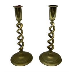 Pair of 19th century brass barley twist candlesticks 