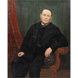 English School (19th/20th century): Portrait of a Victorian Gentleman, oil on canvas unsig...