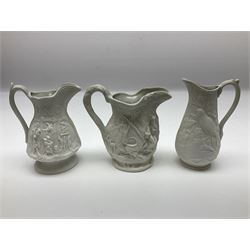  Six Portmeirion British Heritage Collection parian jugs, of various designs, H12cm