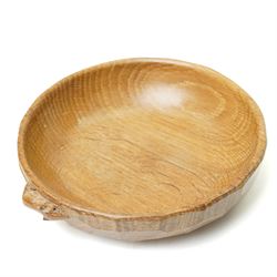 Mouseman - adzed oak nut bowl, of circular form, carved with mouse signature, by the works...